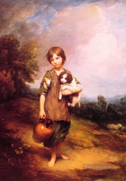 Cottage Girl with dog and Pitcher portrait Thomas Gainsborough Oil Paintings